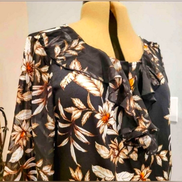 NWT 2X Sheer Sleeved Ruffly Blouse - Picture 5 of 9